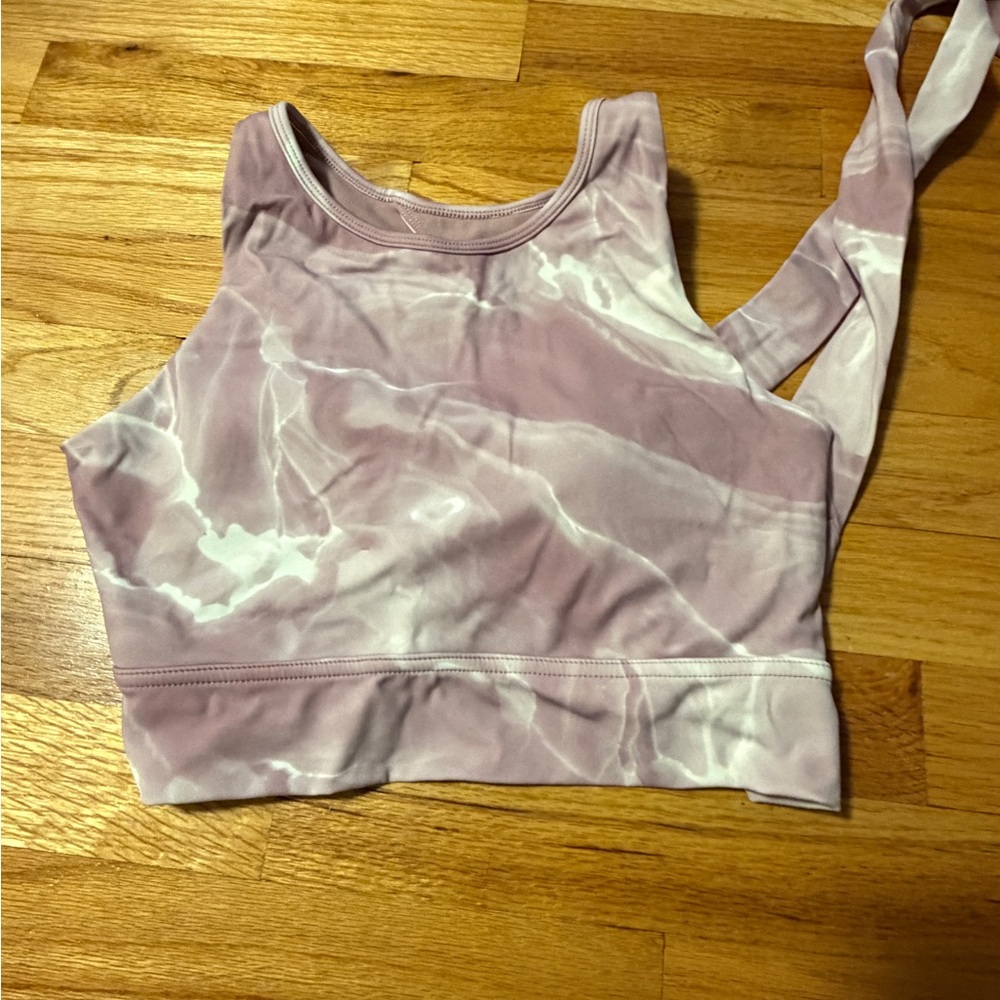 Buffbunny Pink Marble Sports Bra - High Neck Crop